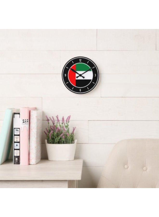 EMAAZZ LLC United Arab Emirates Flag Elegant Round Wall Clock – UAE National Theme Timepiece for Home Office Decor Living Room Bedroom Kitchen Gift - Image 3